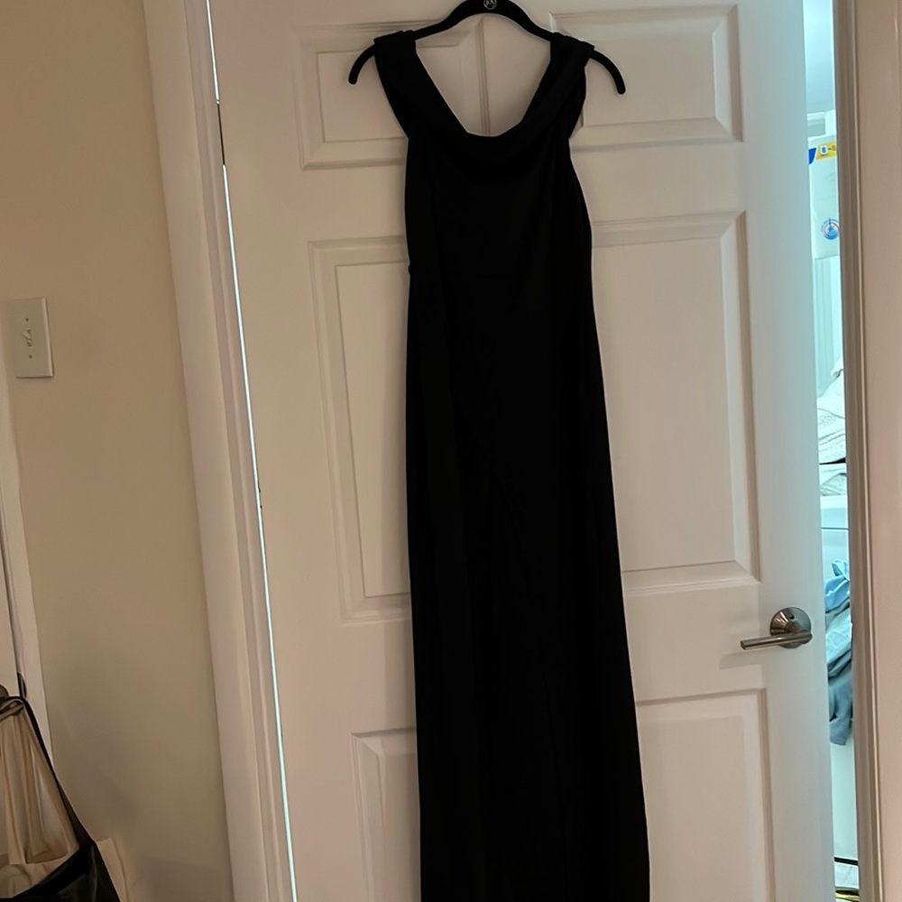 Floor length cowl neck dress